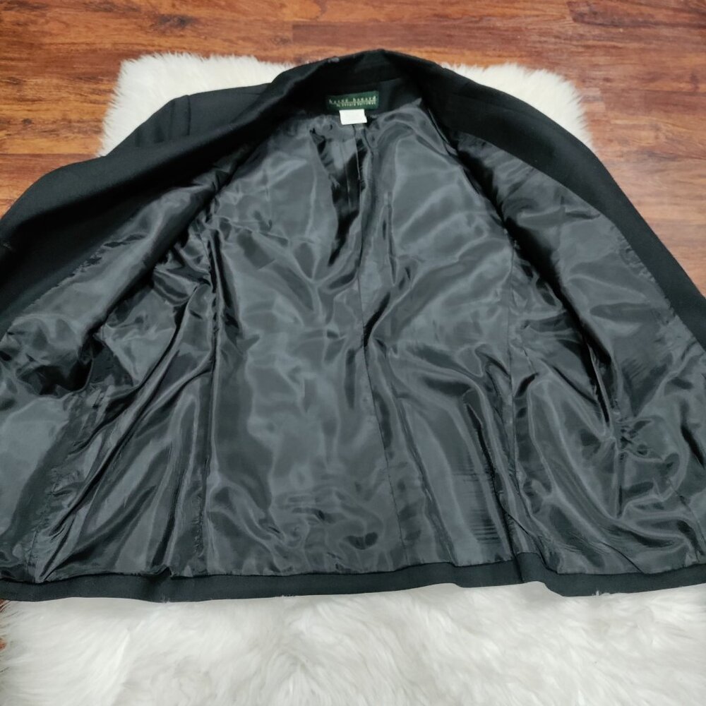 Harvé Benard Womens Black Wool Blazer Size 14 Single Button Classic Fit Made In - Picture 9 of 15